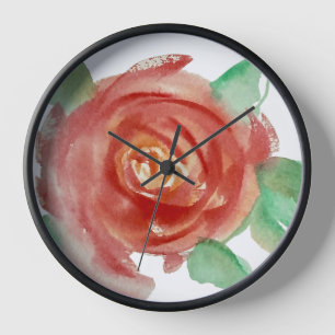 Rote Aquarell-Rosen-Kunstuhr für die Wand Uhr