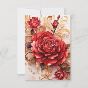 Rote Aquarell-Rosen-Schrift im Vintage-Stil Karte