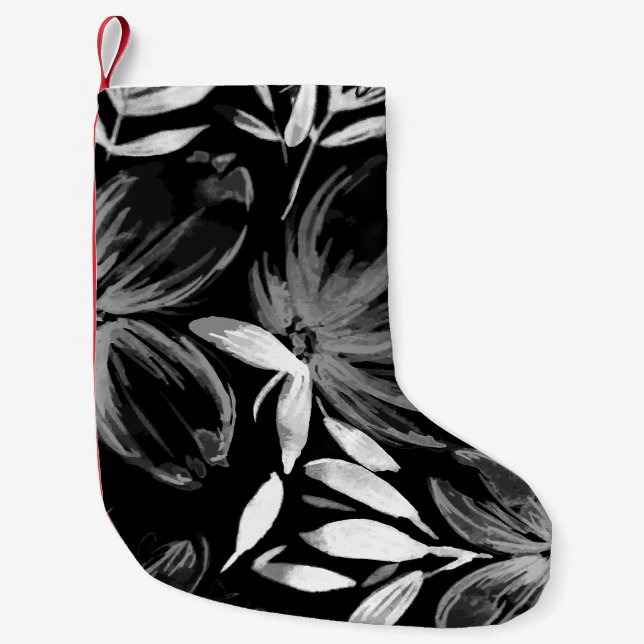Rote Aquarellblumen 7 Kleiner Weihnachtsstrumpf (Vorderseite)