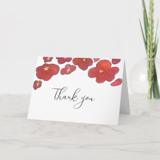 Rote Aquarellblüten Blumenmohnchen Danke Karte