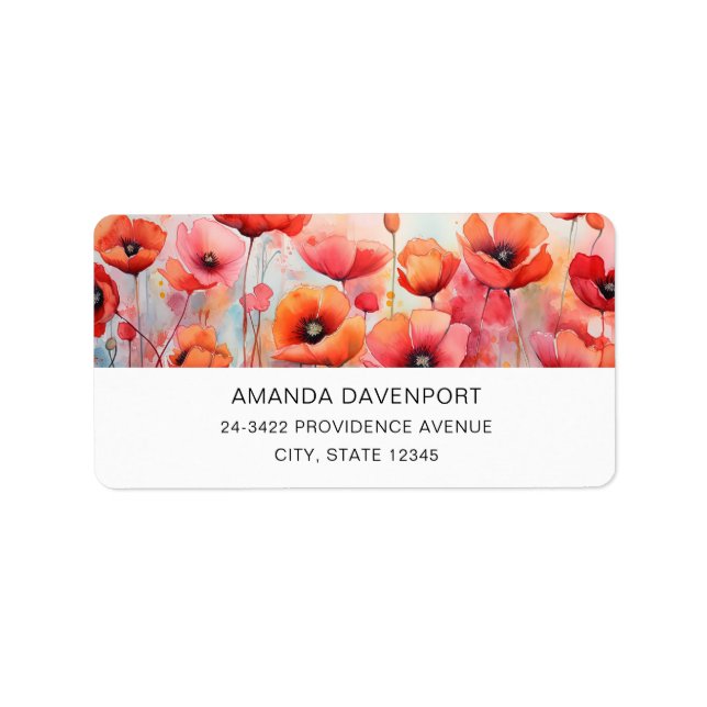 Rote Aquarellfarben in einer Feldadresse Adressaufkleber (Vorne)