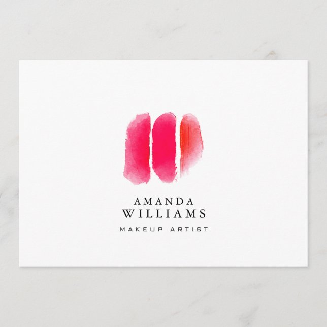 Rote Aquarellfarben Makeup-Armbanduhren mit flache Mitteilungskarte (Vorderseite)