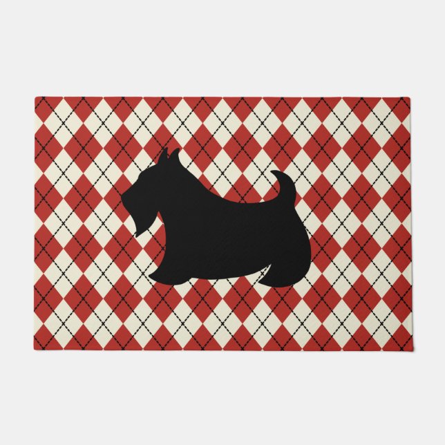 Rote Argyle-Schottland-Terrier-Fußmatte Fußmatte (Vorderseite)