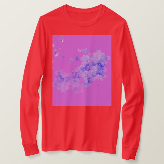 Rote Ärmel in voller Länge T-Shirt (Design vorne)