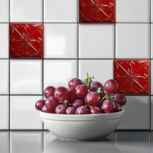 Rote Art Deco  Fliese