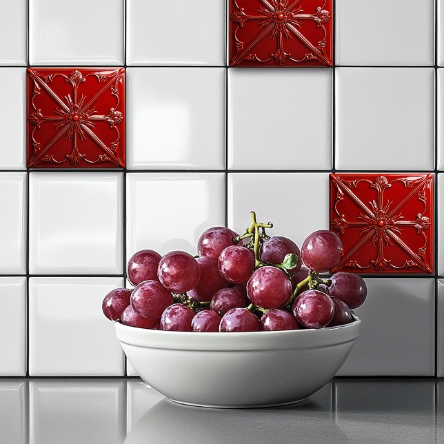 Rote Art Deco  Fliese (Von Creator hochgeladen)
