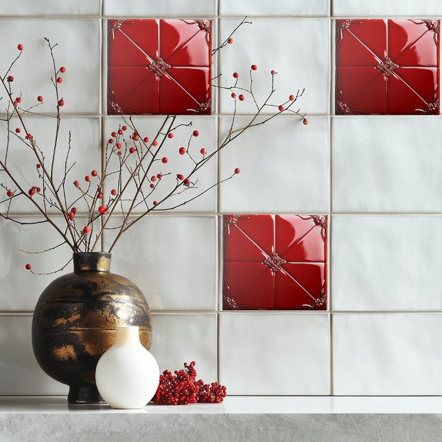 Rote Art Deco  Fliese (Von Creator hochgeladen)