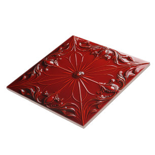 Rote Art Deco  Fliese