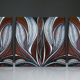 Rote Art Nouveau inspirierte klassische florale Ge Fliese