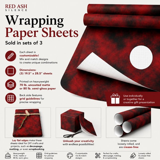 Rote Aschenstille Geschenkpapier Set (Von Creator hochgeladen)