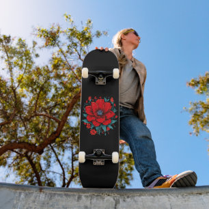 Rote Ästhetik-Blume Skateboard