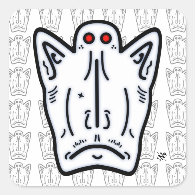 Rote Augen spitze Ohren Vampir-ähnliche Kreatur v1 Quadratischer Aufkleber (Vorderseite)