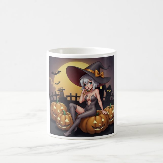 Rote Augenröhre auf Jack-O-Lantern Kaffeetasse (Mittel)