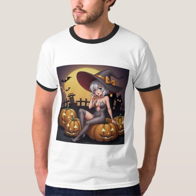 Rote Augenröhre auf Jack-O-Lantern T-Shirt (Vorderseite)