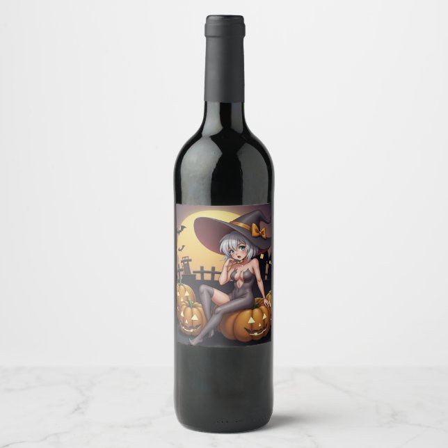 Rote Augenröhre auf Jack-O-Lantern Weinetikett (Vorderseite)