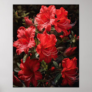 Rote Azalea Blume Art Print Poster