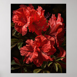 Rote Azalea Blume Art Print Poster