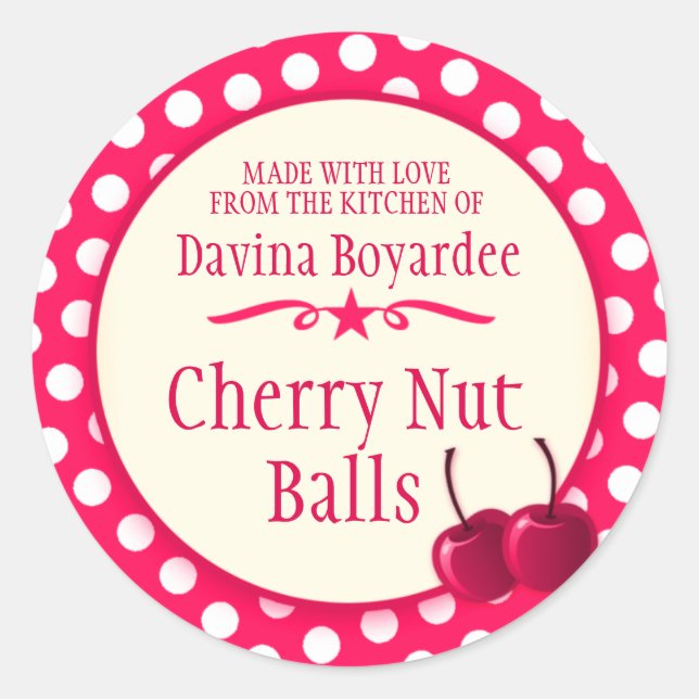 Rote Backaufkleber mit runder Kirsche Aufkleber (Vorderseite)