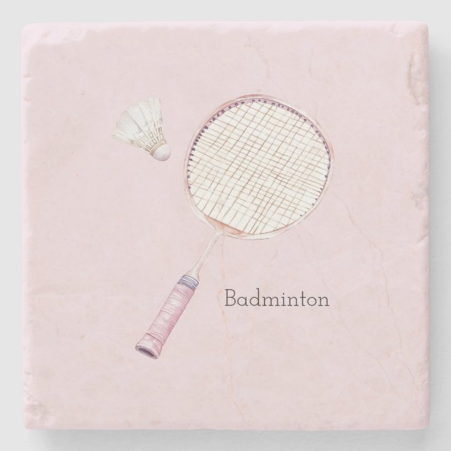 Rote Badminton-Sportarten Steinuntersetzer (Vorderseite)