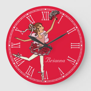Rote Ballerina Mädchen Zimmername Wanduhr