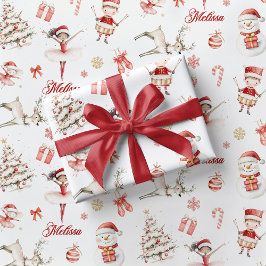 Rote Ballerina-Weihnachtsgeschenkpapier Kinder  Geschenkpapier