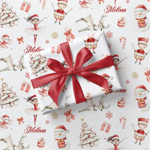 Rote Ballerina-Weihnachtsgeschenkpapier Kinder Geschenkpapier