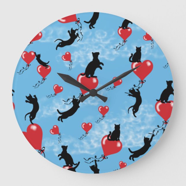 Rote Ballons fliegen Große Wanduhr (Vorderseite)