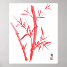 Rote Bambus-Chinesische Pinselkunst
