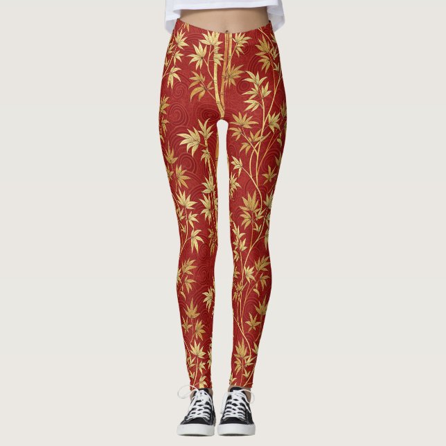 Rote Bambus-Ostasiatisch (1) Leggings (Vorderseite)
