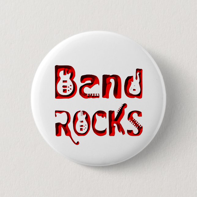 Rote Band Rocks Button (Vorderseite)