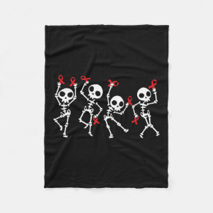Rote Band Woche Sensibilisierung Skelett Halloween Fleecedecke