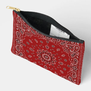 Rote Bandana-Paisley-Zippertasche  Zubehörtasche