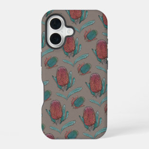 Rote Banksia-Aquarell - Australische einheimische iPhone 16 Hülle