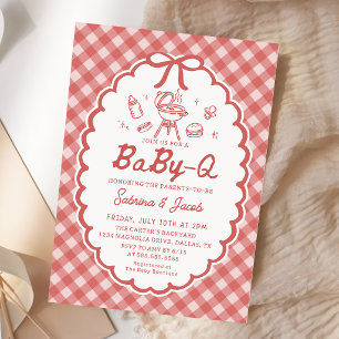 Rote Barbecue-Baby-Q-Einladung zur Babyparty Einladung