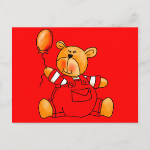 Rote Bärenballons für Kinder Postkarte