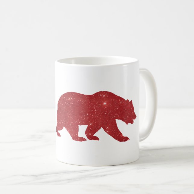 rote Bärn-Silhouette Kaffeetasse (VorderseiteRechts)