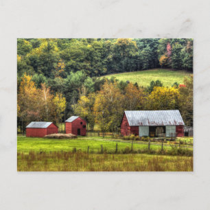 Rote Barnen Herbst Virginia Landschaft Postkarte