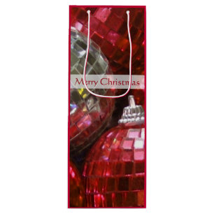 Rote Baubles Frohe Weihnachtsgeschenk Wein Geschenktüte Für Weinflaschen