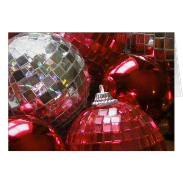 Rote Baubles Grüße Karte (Vorderseite (Horizontal))