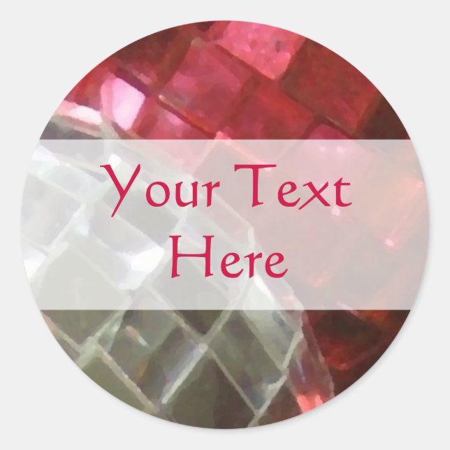 Rote Baubles Spiegelkugel "Dein Text" Aufkleber (Vorderseite)