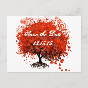 Rote Baum Hochzeit T-Shirts, Geschenke, Aufkleber Ankündigungspostkarte