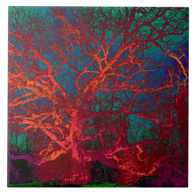 Rote Baum Keramik-Fliese Fliese (Vorderseite)