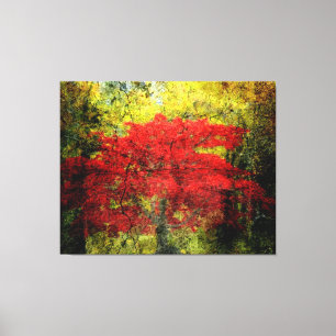 Rote Bäume Abstrakte Kunst im Herbst Leinwanddruck