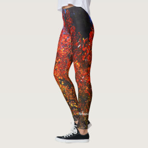 Rote Bäume am Morgen mit Personalisiertem Namen Leggings