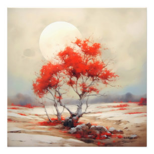 Rote Baumlandschaft Fotodruck