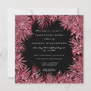 Rote Bean Fern Blätter Rahmen metallisch Schwarz P Einladung