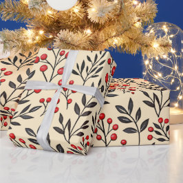Rote Beeren - Blumenurlaub Geschenkpapier