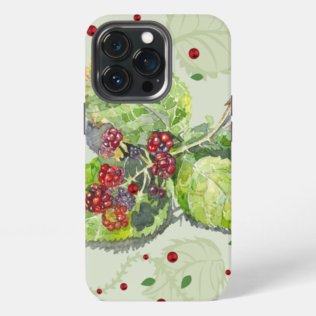 Rote Beeren der Brombeere iPhone Hülle (Hinten)