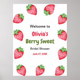 Rote Beeren süße Erdbeere Brautparty Willkommen Poster