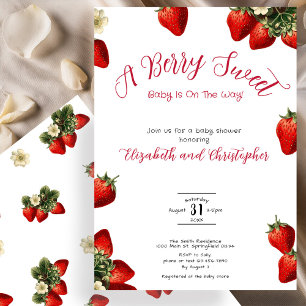 Rote Beeren süße Erdbeermädchen-Baby-Party Einladung